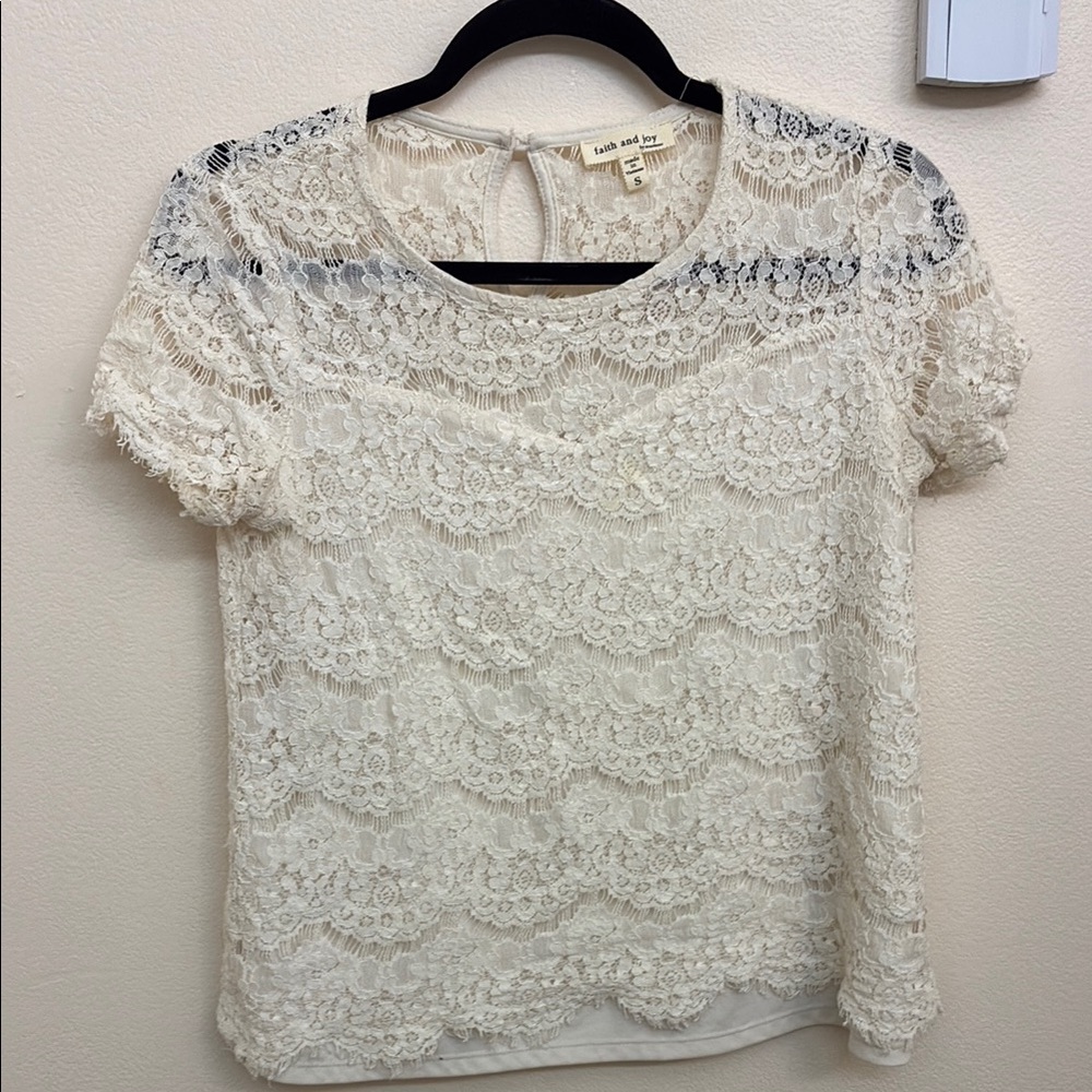 Faith and joy Cream Lace Top